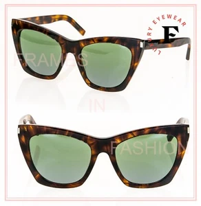 SAINT LAURENT KATE YSL SL214 015 Havana Green Unisex Cat eye Logo Sunglasses 214 - Picture 1 of 10