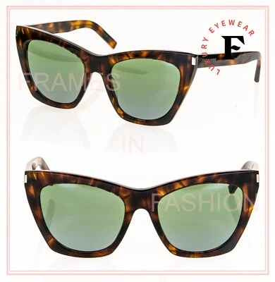 Gafas de sol SAINT LAURENT KATE YSL SL214 015 verde habana unisex ojo de gato logotipo 214 Foto 1 de 4