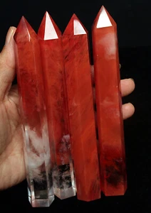 422g 4 piezas BONITA VARITA DE CRISTAL DE CUARZO DE FUNDICIÓN ROJA SANACIÓN PUNTO - Imagen 1 de 7