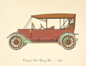 Overland 69 Tourenwagen 1913 Lithographie Clarence P. Hornung Antikauto - Bild 1 von 1