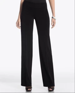 Pantalones de la Casa Blanca Mercado Negro 6 Pantalones elegantes negros de sarga sedosa pierna recta - Imagen 1 de 5