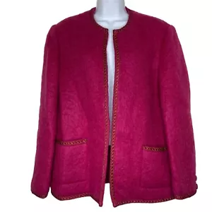 Donegal Design Ireland Mohair Wolle Strick rosa offen Cardigan Pullover Jacke Medium - Bild 1 von 12