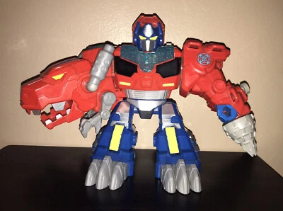 Playskool Heroes Transformers Optimus Prime Primal T-Rex Dinosaur Rescue Bots 9" - Image 1 of 4