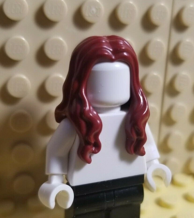 LEGO Minifigura Pelo Parte Media Rojo Oscuro Sobre Hombros Abajo Espalda Peluca Larga Ondulada Foto 1 de 1