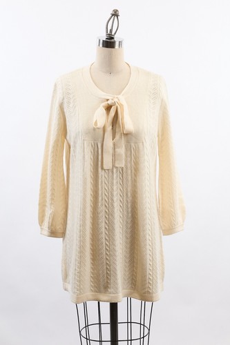 OFF WHITE Abito fantasia manica lunga 100% Cashmere [NUOVO]