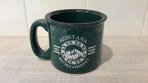 Big Sky Country Montana Kaffeebecher grün gesprenkelt Steinzeug schwer 14 Unzen EUC - Bild 1 von 9