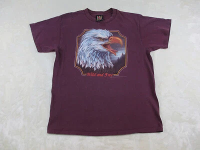 复古 3D 徽章衬衫男式大号红鹰野生免费 1994 单针* — 第 1/4 张图片