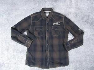 Buckle BKE Shirt Mens XL Vintage Slim Fit Dress Brown Plaid Long Sleeve Snap - Picture 1 of 10