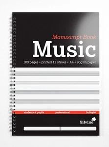 A4 Music Manuscript Book - Printed 12 Stave (100 Pages) - Picture 1 of 5