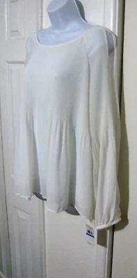 NUEVO CON ETIQUETAS John Paul Richard Blusa Pull-over Blanca Boho Pliegues Largo-Globo-Slev Wm XL Foto 1 de 4