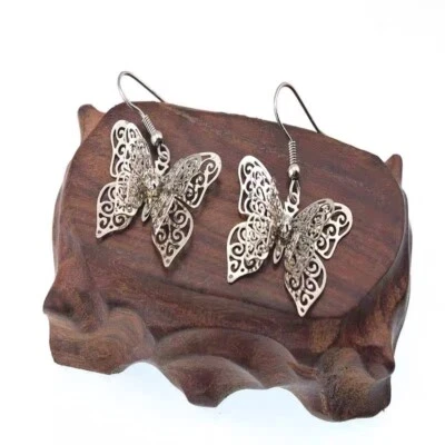 Lucky Brand Silver Cutout Butterfly Earrings. - Image 1 of 4
