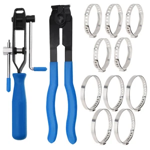 CV Joint Boot Clamp Pliers with CV Boot Clamps Kit w 10 Crimp Bands Banding Tool - Picture 1 of 11