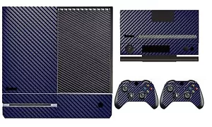 Blue Carbon Fiber Cover Skin Sticker for Xbox One & Kinect & 2 controller skins - Picture 1 of 1