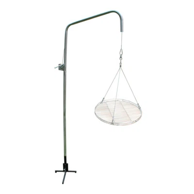 AKTIONA Edelstahl Grillgalgen + 75 cm Edelstahl Grillrost Schwenker Galgen Grill V2A