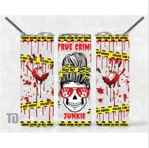 true crime junkie skull Tumbler - Picture 1 of 11