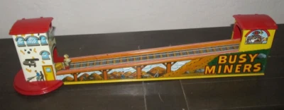 Juguete litográfico de hojalata Marx Busy Miners vintage con coche de carbón cuerda antigua Foto 1 de 4