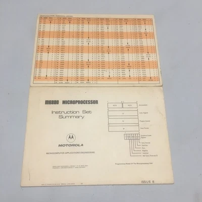 Motorola M6800 Microprocessor Instruction Set Summary Pocket Reference Issue B - Image 1 of 2