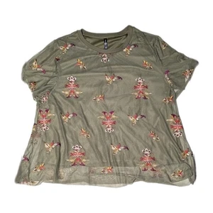 Grünes Massini-T-Shirt mit Blumenmuster | 3x bestickt - Bild 1 von 3