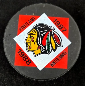 Vintage Portland Winter Hawks Hockey Puck 1987 1988 - Picture 1 of 4