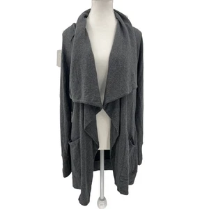 Athleta Womens Gray Drape Front Cardigan Sweater Pockets Long Sleeve medium m - Picture 1 of 12