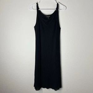 Vestido midi negro de seda acanalado Eileen Fisher pequeño mediano 212 - Imagen 1 de 6