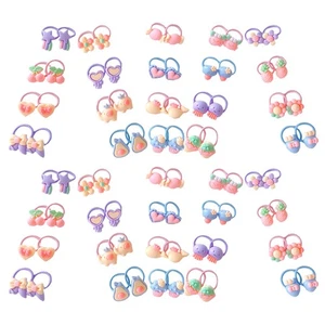 80PCS Fasce per Capelli Piccole: Scrunchies Taglia Pollice Bambini con Frutta e Animali - Foto 1 di 12