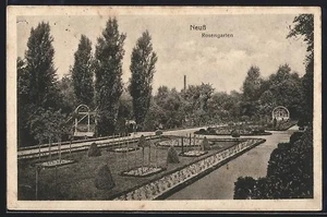 Neuß, Ansichtskarte, Partie im Rosengarten 1916  - Picture 1 of 2