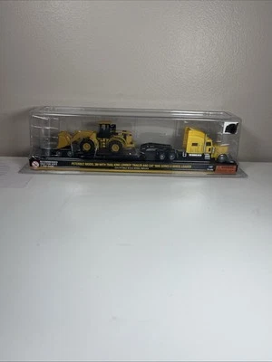 1/87 Norscot Peterbilt Semi Model 389  Lowboy Trailer Cat 950G Wheel Loader B21 - Image 1 of 4