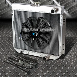 RADIADOR DE ALUMINIO DE 3 FILAS + 1X KIT DE VENTILADOR DE 14" PARA 63-70 FORD FAIRLANE/FALCON/GALAXIE V8 - Imagen 1 de 11