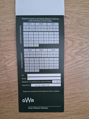 Voucher for one 1st Class Return Journey on the GWR Network Until 3/12/25 - Image 1 of 2