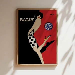 Bally Kick Woman Shoe Red Vintage Wall Art, Vintage Advertising Poster, Luxury O - Picture 1 of 16