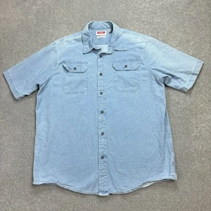 Wrangler Denim Shirt Adult Large Blue Western Cowboy Rodeo USA Horse Mens - Picture 1 of 8
