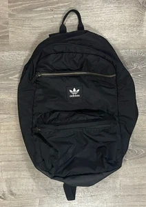 Adidas Black Softshell Backpack Travel Bag Blue Lined White Logo Carry On - Picture 1 of 15