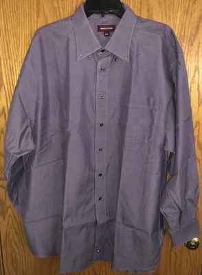 Camisa de vestir Nordstrom púrpura manga larga 2x2 pinpoint 100 % algodón para hombre talla 18 34 Foto 1 de 4