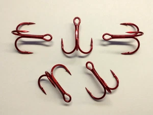 (100) VMC REGULAR-SHANK 1X TREBLE HOOKS (SIZE 3) TIN RED (9650TR) BULK 9650 TR - Bild 1 von 4