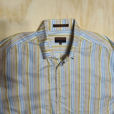 Robert Talbott Men's Classic Striped Short-Sleeve Shirt Size XXL Button-Up  - Image 1 of 4