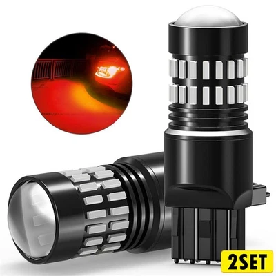 4x 7444 7443 Red Strobe Flash Brake Blinking Tail Stop LED Bulbs Light For Chevy - Imagem 1 de 4
