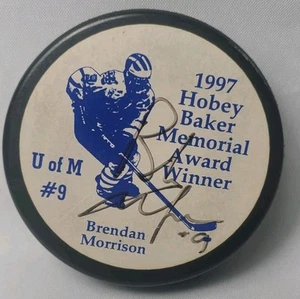 Brendan Morrison University of Michigan Autograph Puck 1997 Hobey Baker No COA - Picture 1 of 5