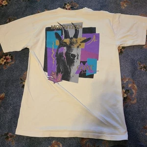 1990s Mountain Goat Vintage Single Stitch Shirt Awesome Graphics Purple Blue (T2 - Bild 1 von 12