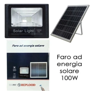 Faro Led 100WCon Pannello Solare Crepuscolare + Telecomando IP67 100W - Foto 1 di 6