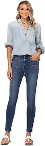 Judy Blue Womens Handsand Classic Mid Rise Skinny Jeans - Picture 1 of 1
