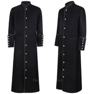Vicar Priest Clergymen Cassock Roman Vintage Single Breasted Button Long Robe - Picture 1 of 20