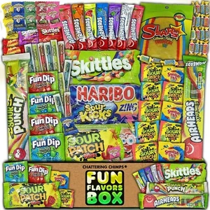 Ultimate Sour Candy Box 80 Count Care Package Gift Snack Box Sampler - Picture 1 of 7