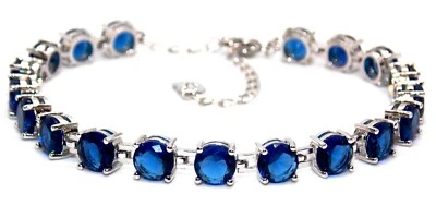 Pulsera Tenis Plata Zafiro Azul 19.57ct (925) Caja Regalo Gratis Foto 1 de 4