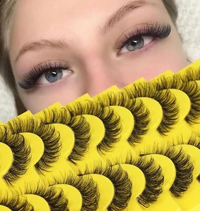 False Eyelashes Russian Strip Lashes D Curl Wispy Natural Look Faux Mink Lash... - Picture 1 of 9