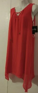 Abito lavabile foderato orlo a sbuffo corallo rosso ByBY nuovo con etichette taglia L Medium - Foto 1 di 11