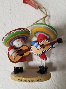 MARIACHI GUITARISTS CHRISTMAS ORNAMENTS READS "PHOENIX, AZ" SOUVENIRS NWT - Picture 1 of 5