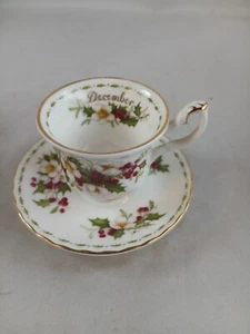Royal Albert MINIATURE Tea Cup & Saucer December Bone China 1st Quality British - Picture 1 of 9