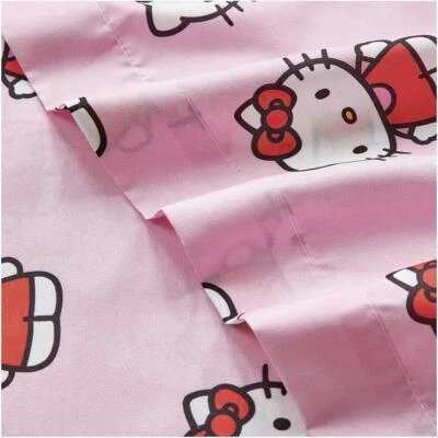 Juego de sábanas de cama Sanrio Hello Kitty tamaño doble rosa Foto 1 de 3