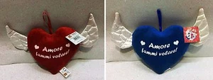 SAN VALENTINO AMORE CUORE IN PELUCHE CON ALI BLU MUSICALE AMORE FAMMI VOLARE - Picture 1 of 9